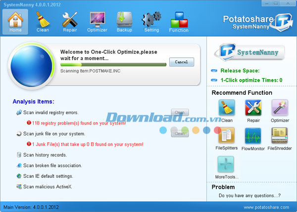 Tối ưu hóa Windows Potatoshare SystemNanny