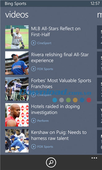 Bing Sports for Windows Phone