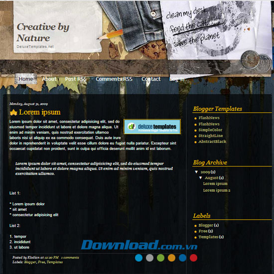 Giao diện mẫu Creative by Nature