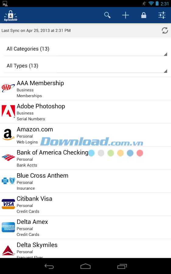 SplashID Safe Password Manager for Android