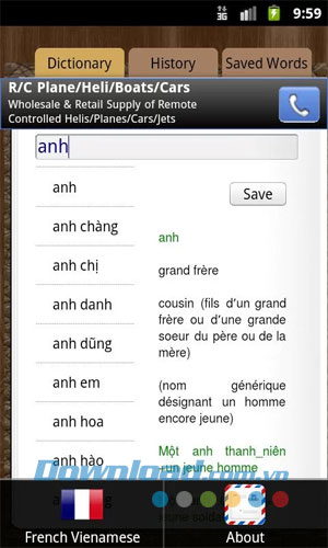 VM Từ điển Việt Pháp for Android