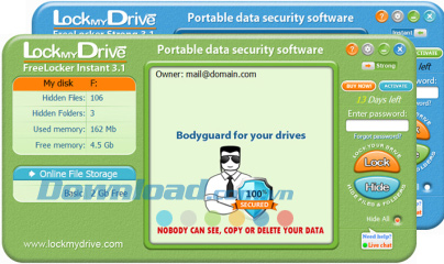 Giao diện chính LockmyDrive FreeLocker