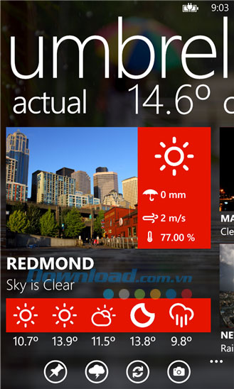Dự báo thời tiết cho Windows Phone Umbrella 8 for Windows Phone