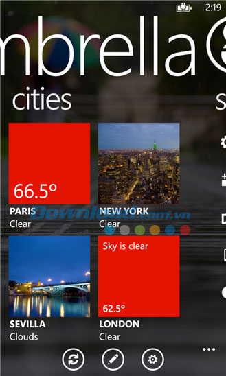 Theo dõi thời tiết thành phố mình thích Umbrella 8 for Windows Phone