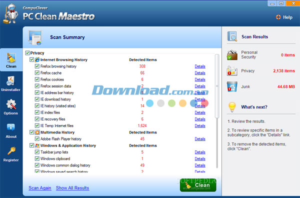 Dọn dẹp và tăng tốc độ khởi động máy tính PC Clean Maestro