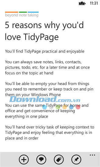 TidyPage for Windows Phone
