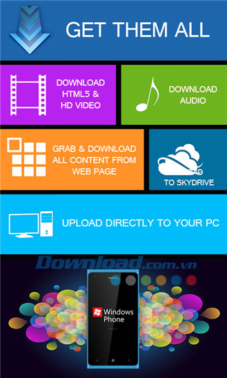 Tải tất cả dữ liệu GetThemAll for Windows Phone