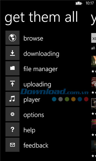 Tải tất cả dữ liệu GetThemAll for Windows Phone