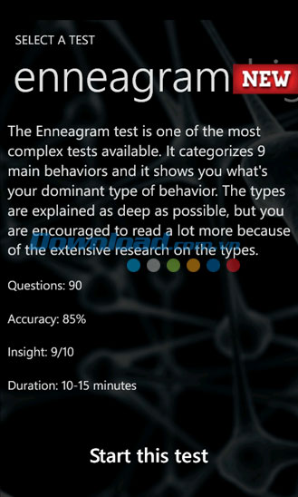Personality Test for Windows Phone