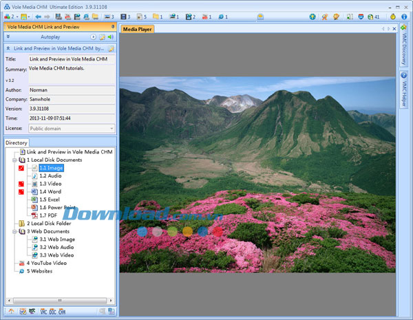 Giao diện chính Vole Media CHM