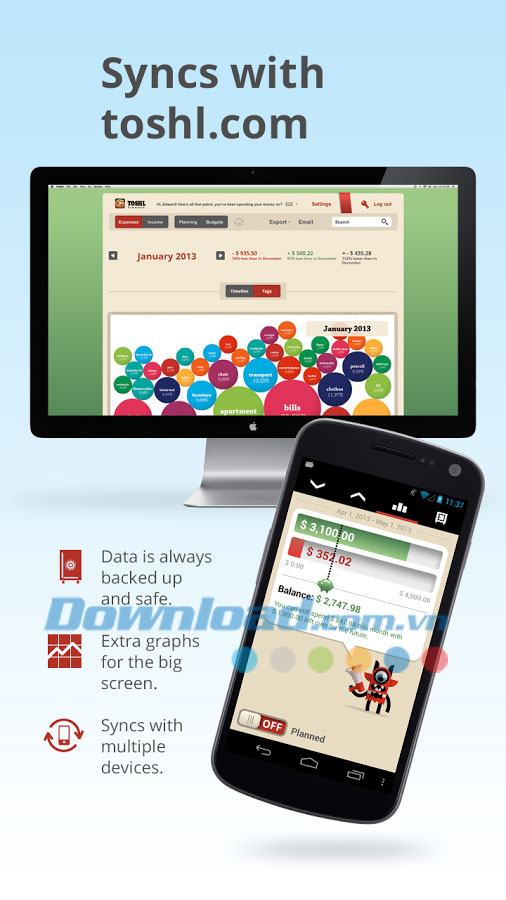 Theo dõi chi tiêu trên di động Toshl Finance for Android