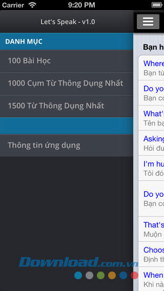 Chọn danh mục Luyện nói tiếng Anh for iOS