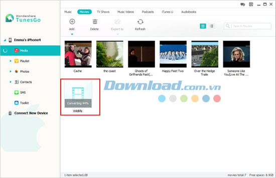 Chuyển đổi định dạng video và audio Wondershare TunesGo