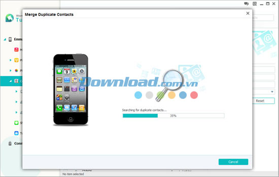 Tìm kiếm danh bạ bị trùng lặp Wondershare TunesGo