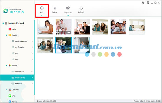 Tạo album ảnh Wondershare TunesGo