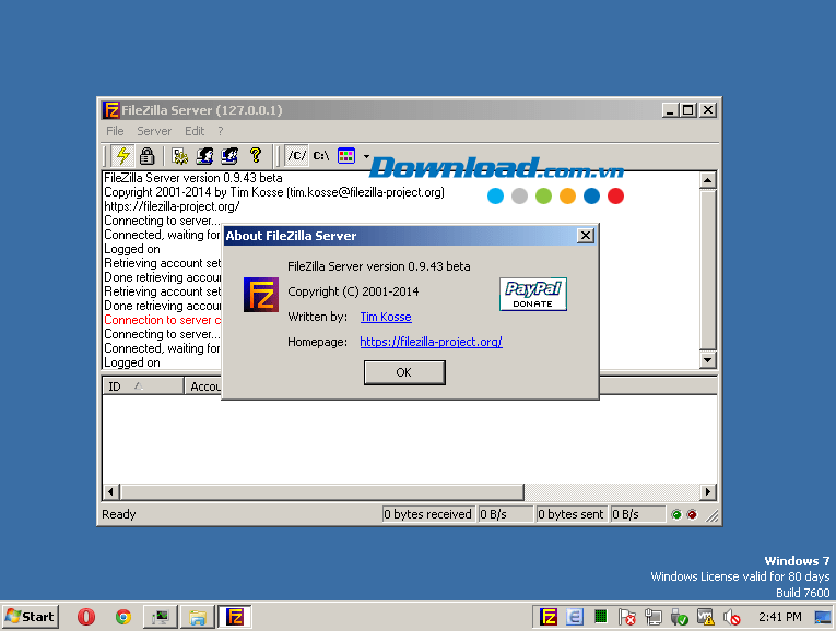 FileZilla Server trên Windows
