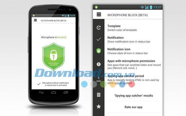 Bảo mật thiết bị di động Microphone Block for Android