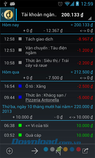 Tạo dữ liệu Chi tiêu hàng ngày for Android