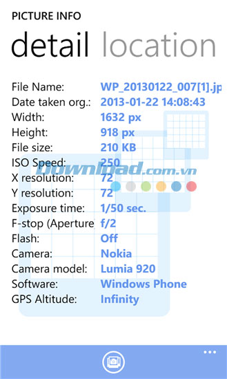 Picture Info for Windows Phone