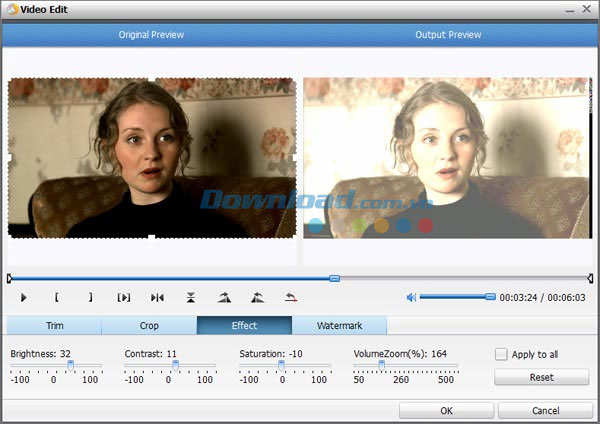 Thêm hiệu ứng cho video