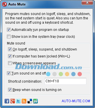Giao diện chính Auto Mute