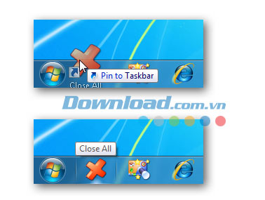 Ghim CloseAll vào thanh taskbar CloseAll