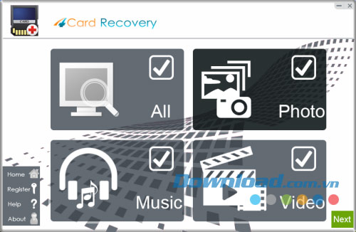 Giao diện chính 4Card Recovery