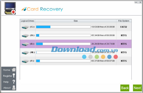 Chọn thiết bị muốn khôi phục dữ liệu 4Card Recovery
