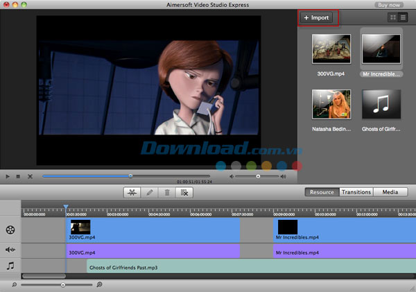 Chỉnh sửa video dễ dàng Aimersoft Video Studio Express for Mac