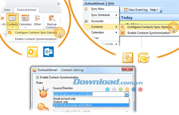 Đồng bộ thông tin liên lạc giữa Gmail và Outlook Outlook4Gmail