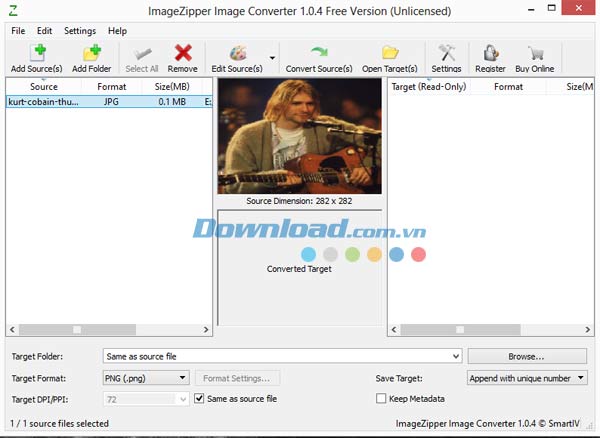 Giao diện chính ImageZipper Image Converter Free