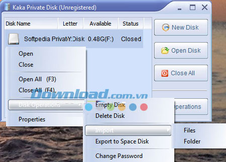 Giao diện chương trình KaKa Private Disk