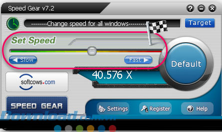 Giao diện chương trình Speed Gear