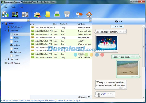Backuptrans Android WhatsApp to iPhone Transfer