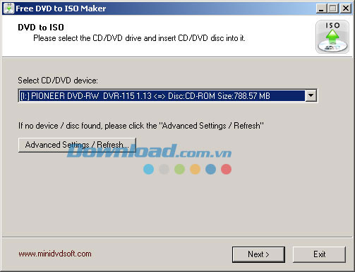 Giao diện chương trình Free DVD ISO Maker