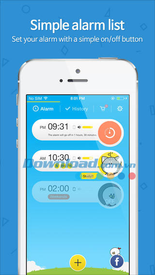 Danh sách báo thức đơn giản AlarmMon for iOS