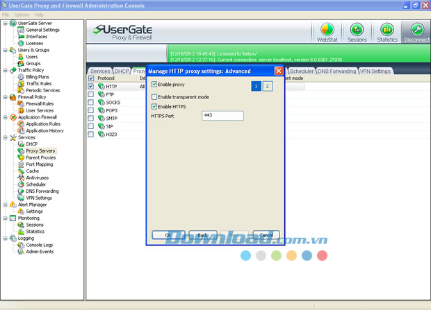 Giao diện chương trình UserGate Proxy & Firewall