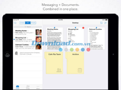 Quản lý văn bản và tin nhắn Quip for iOS