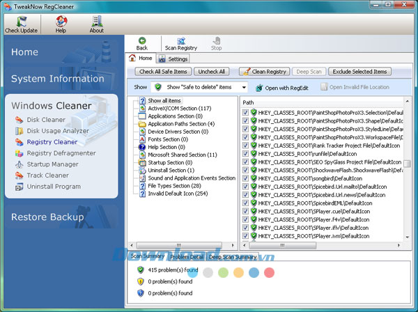 TweakNow RegCleaner