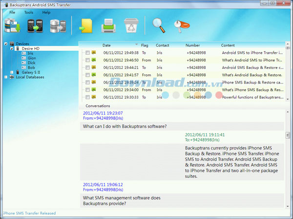 Backuptrans Android SMS Transfer
