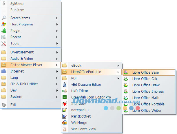 Giao diện chương trình SyMenu