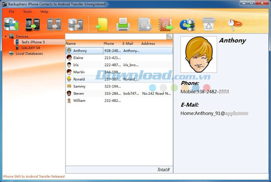 Backuptrans iPhone Contacts to Android Transfer