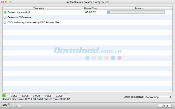 Bắt đầu quá trình ghi đĩa
