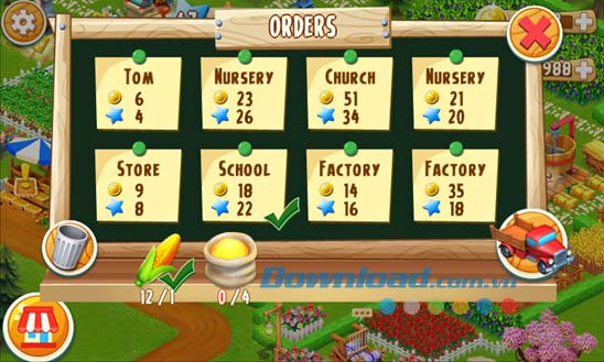 Nhận đơn hàng từ nông dân trong làng Barn Story cho Windows Phone