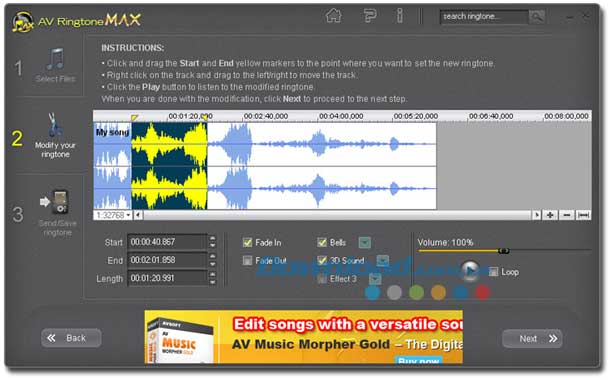 Giao diện chương trình AV RingtoneMAX