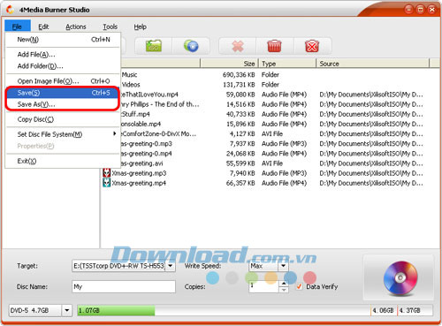 Lưu trữ tập tin bản sao ISO 4Media Burner Studio