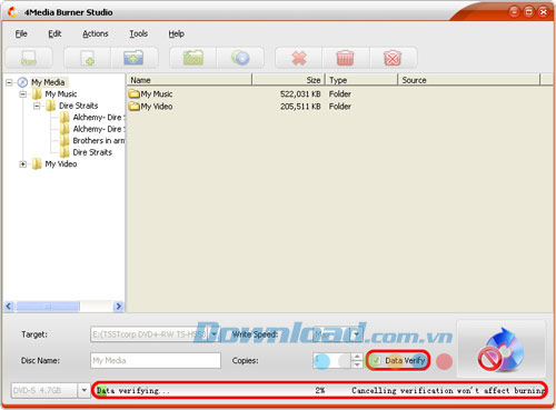 Bắt đầu ghi 4Media Burner Studio