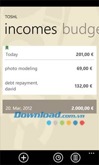 Toshl Finance cho Windows Phone