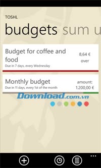 Toshl Finance cho Windows Phone