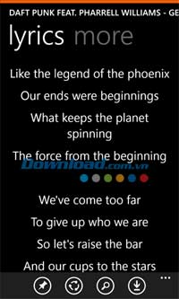 musiXmatch lyrics player cho Windows Phone